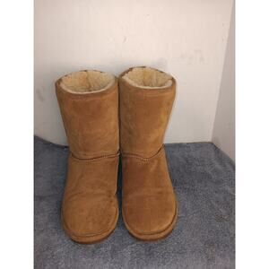 BEARPAW Emma Short Brown Suede Sheepskin Boots - Women's Size 9